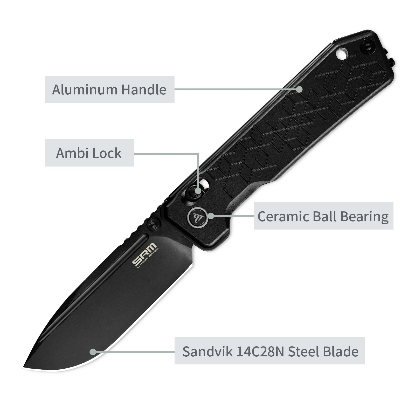 SRM Tactical Pocket Knife Rubik 7228B-AB | EDC Knife with Ambi clip