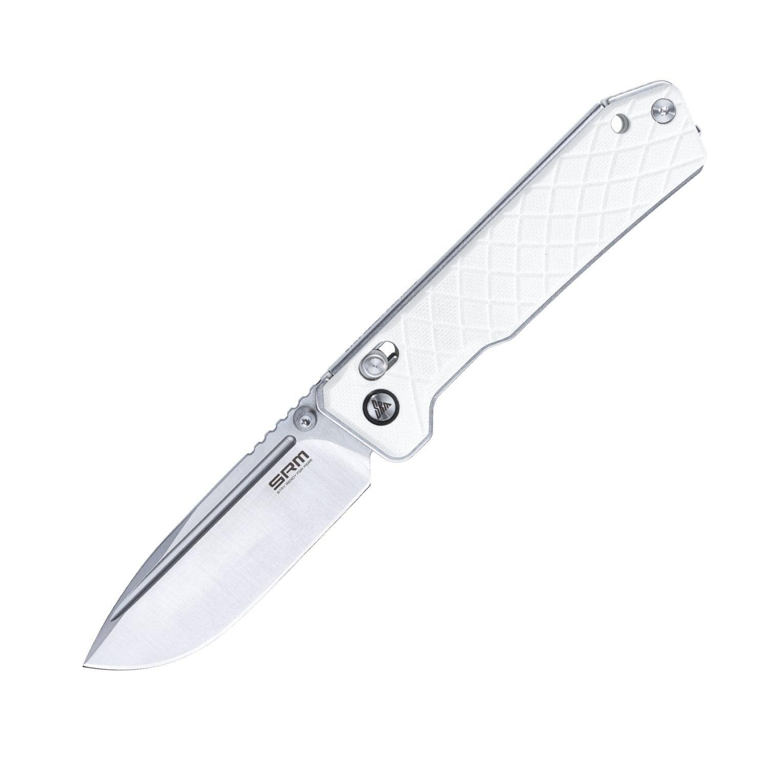 SRM tactical pocket knife Rubik 7228B-GT | 14C28N blade and white G10 handle