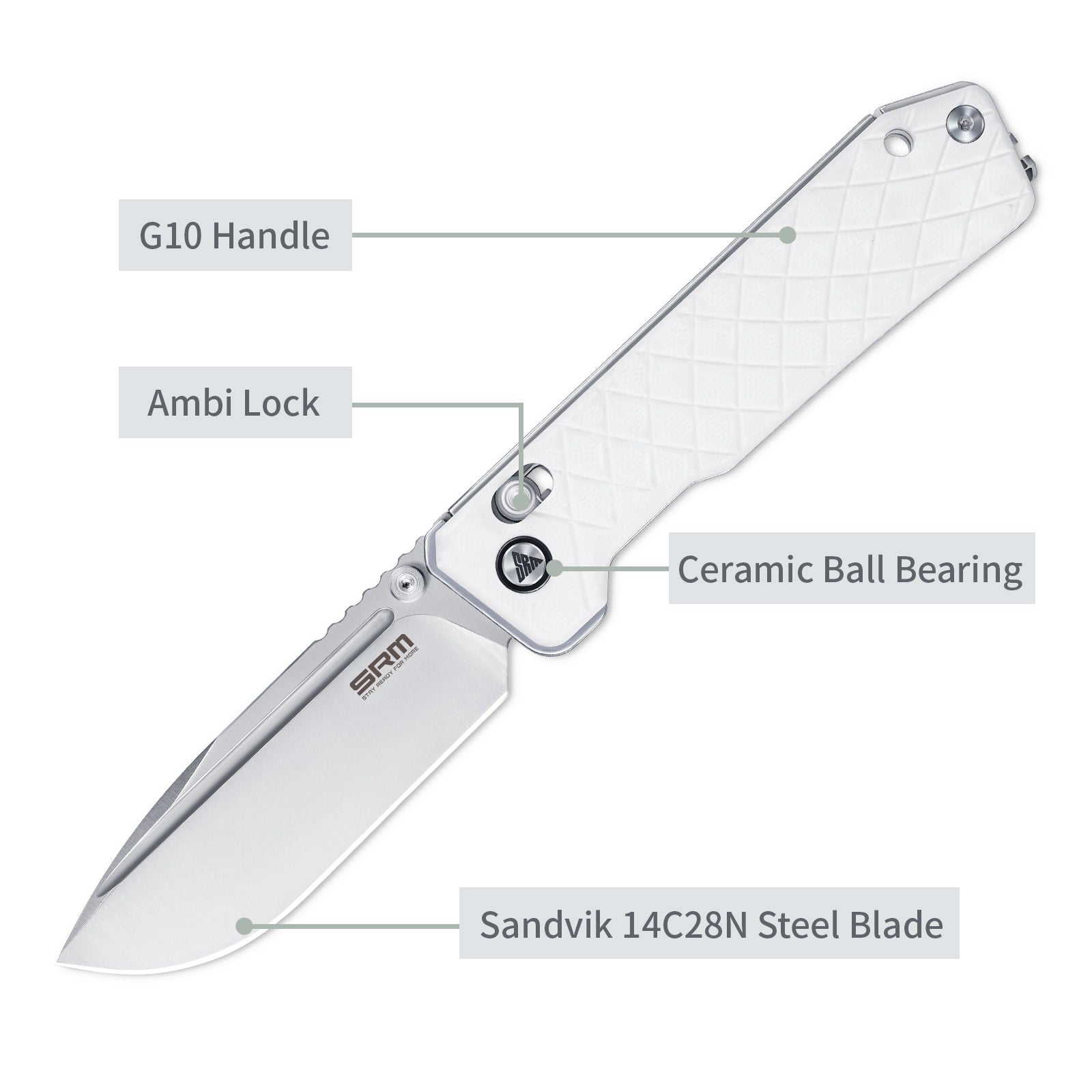 SRM Tactical pocket knife Rubik 7228B-GT - EDC knife with G10 handle