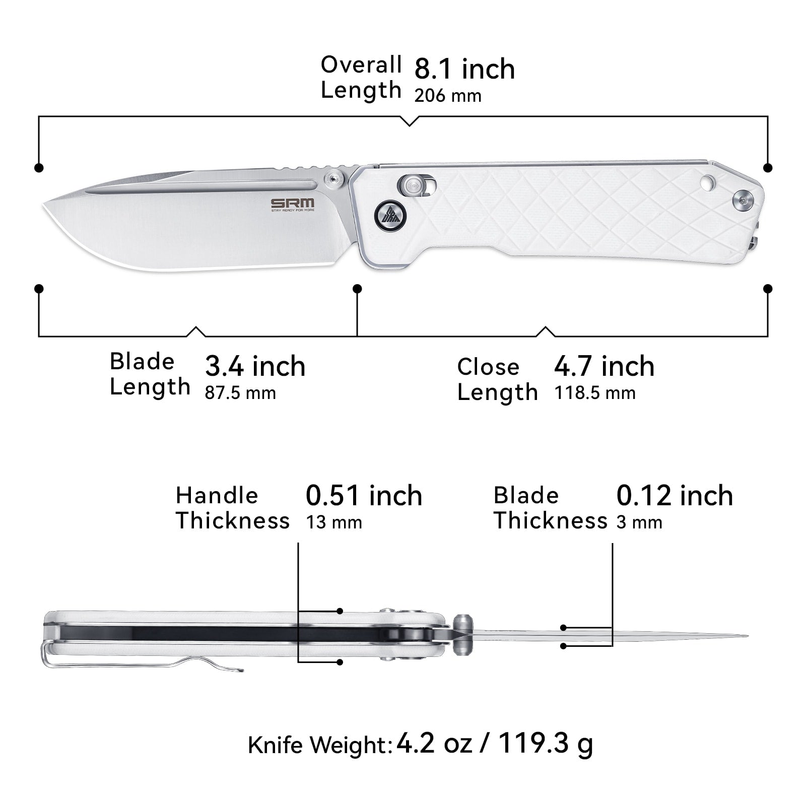 SRM Tactical pocket knife Rubik 7228B-GT - EDC knife with G10 handle