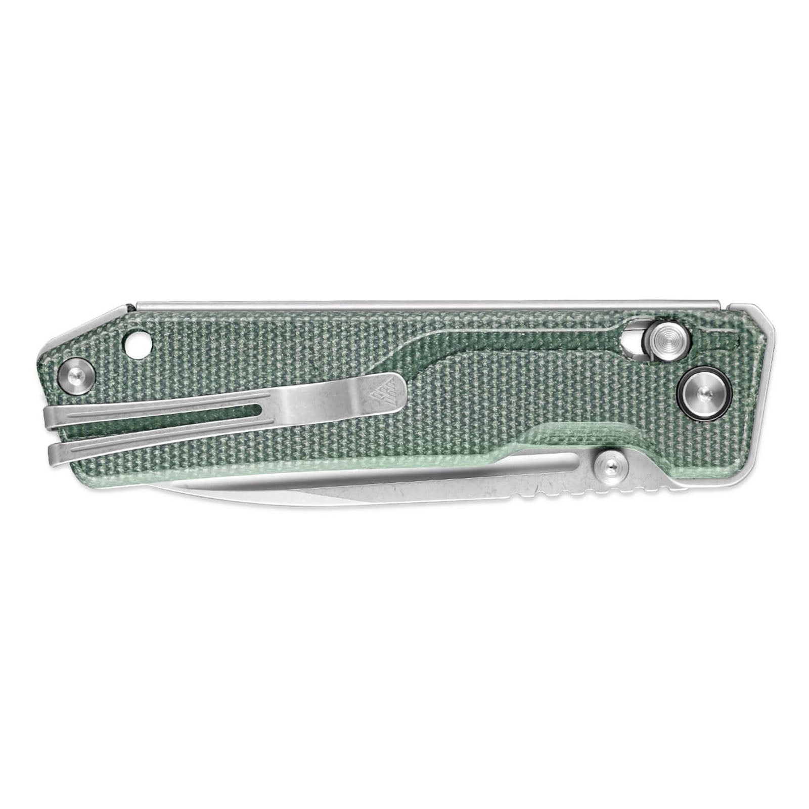 Close-up of SRM Rubik 7228B-MG tactical pocket knife handle