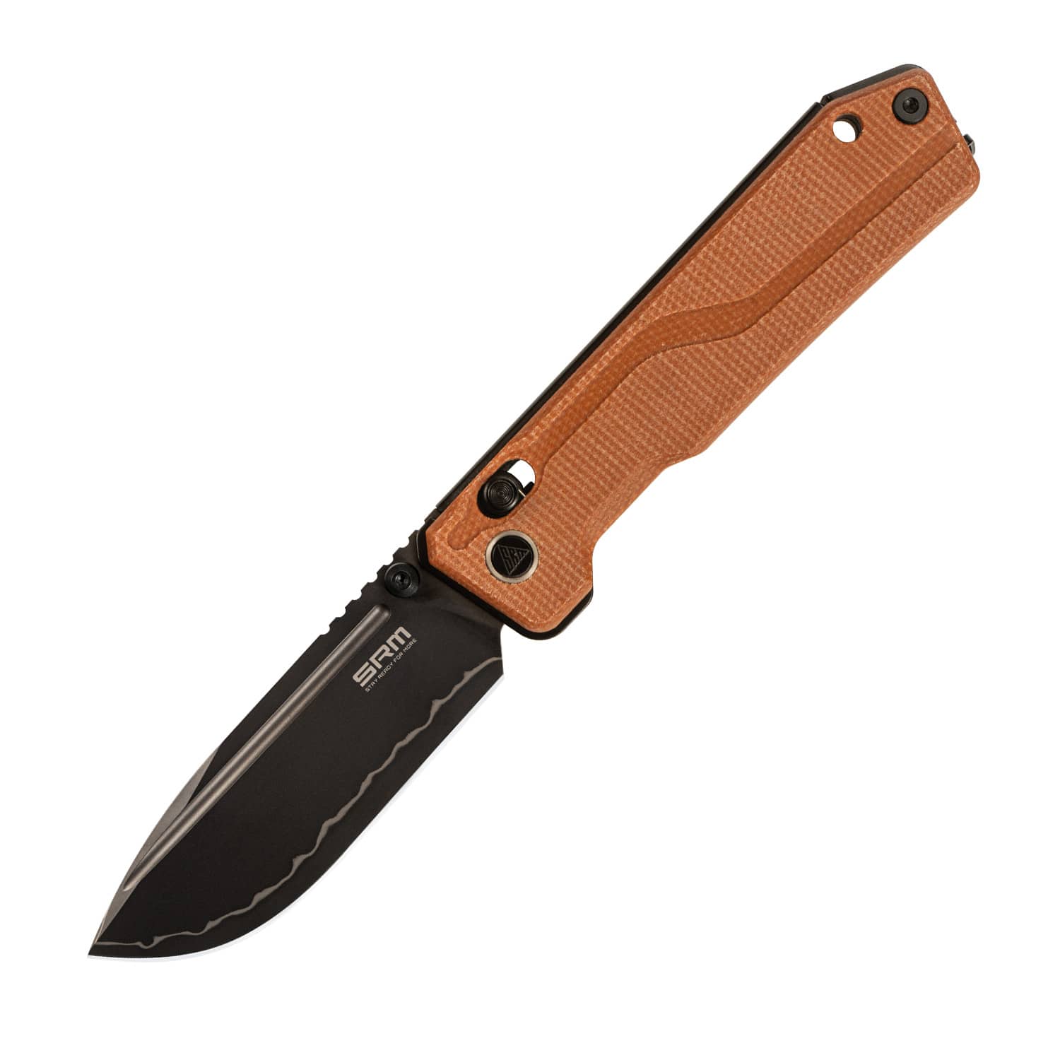 SRM Ambi Lock tactical pocket knife Rubik 7228B-MN2 - Brown Micarta Handle