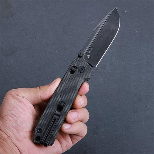 SRM tactical pocket knife Rubik 7228L-MB2 - Black micarta handle knife
