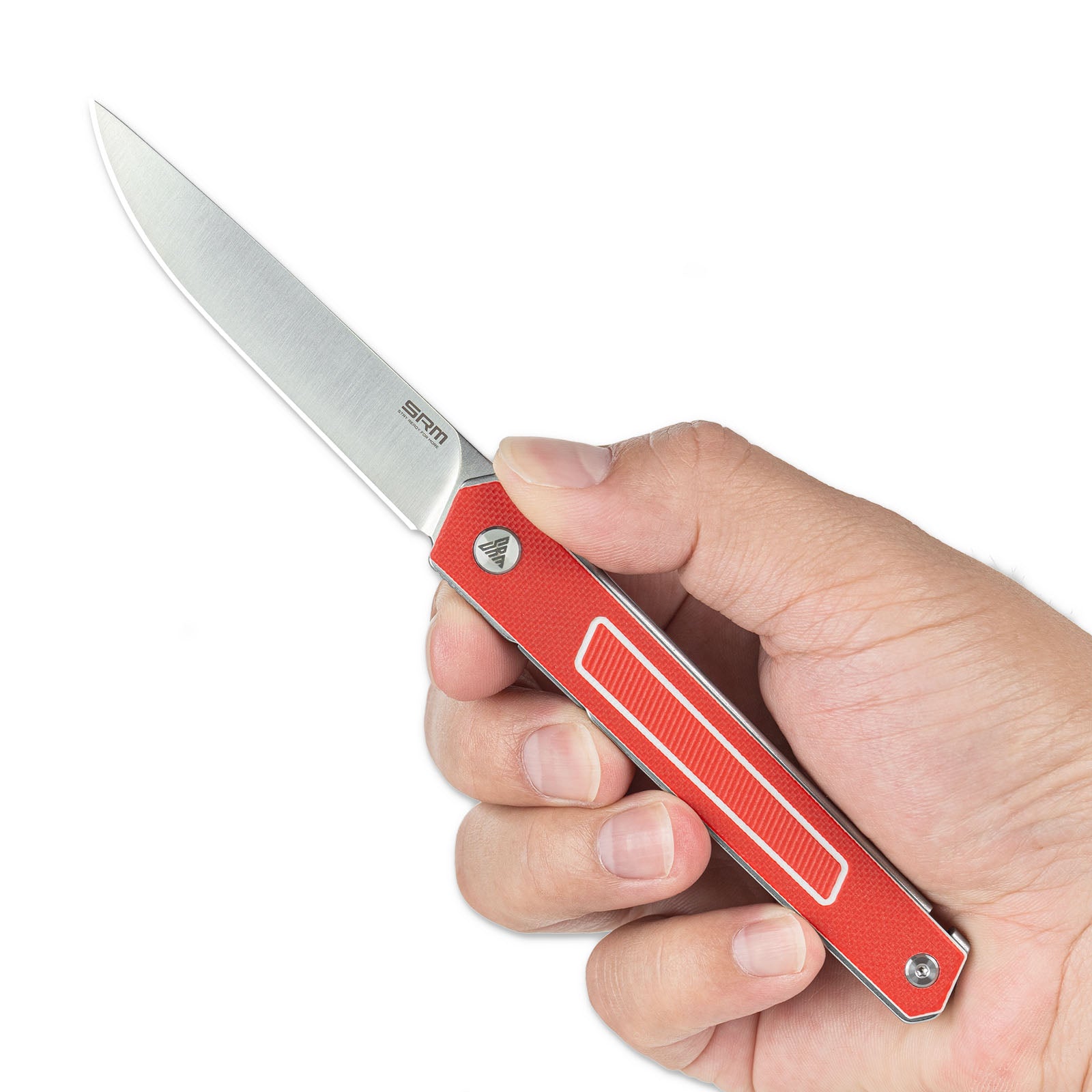 Hand holding SRM Swift 125L-GR liner lock knife