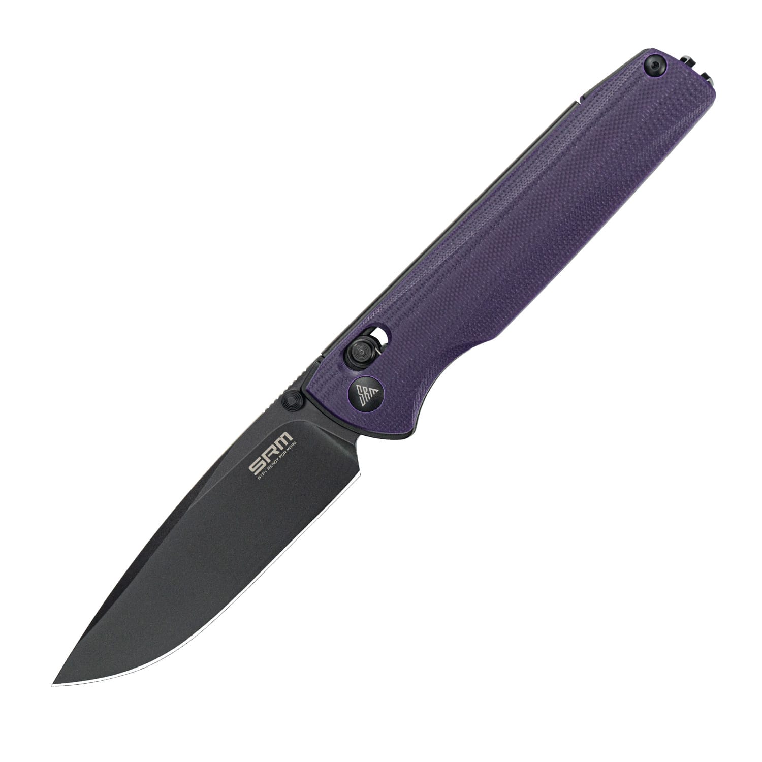 SRM EDC pocket knife Terrier 258L-GN | D2 steel blade and purple G10 handle