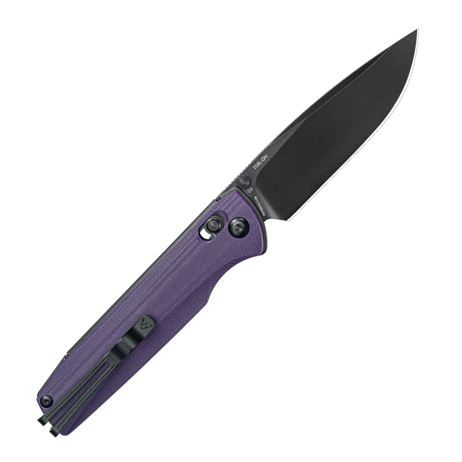 SRM EDC pocket knife Terrier 258L-GN | D2 steel blade and purple G10 handle