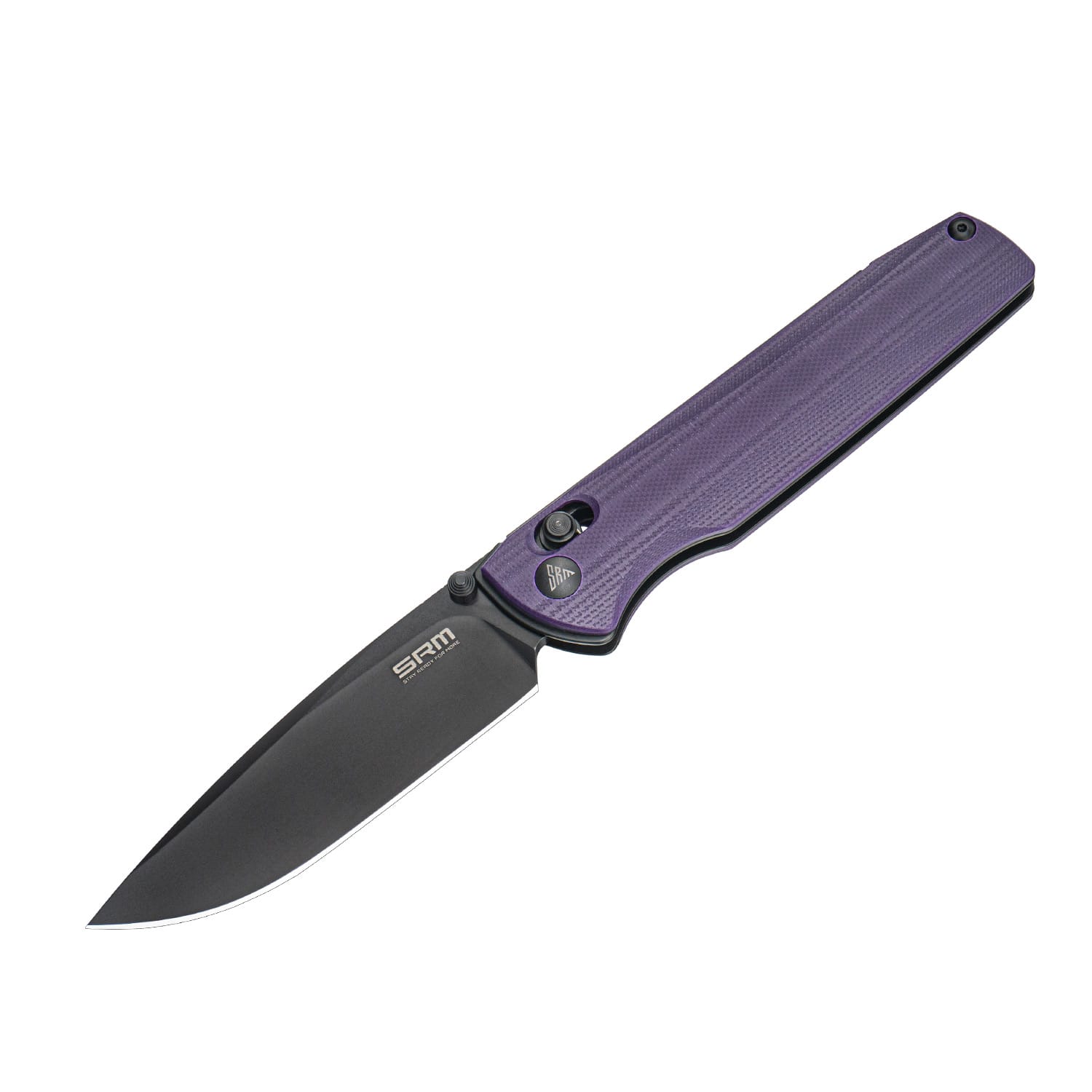 SRM EDC pocket knife Terrier 258L-GN | D2 steel blade and purple G10 handle