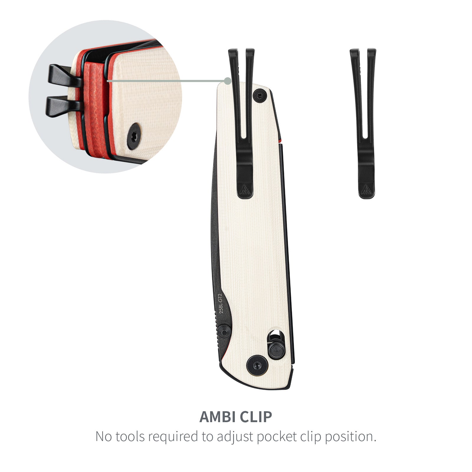 SRM EDC pocket knife Terrier 258L-GT2 - White & 
Red liner G10 handle