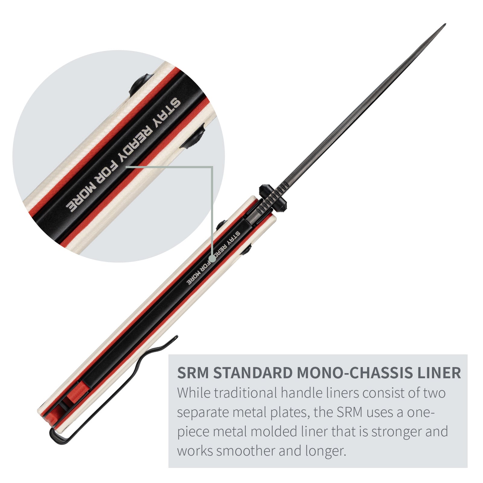 SRM EDC pocket knife Terrier 258L-GT2 - White & 
Red liner G10 handle