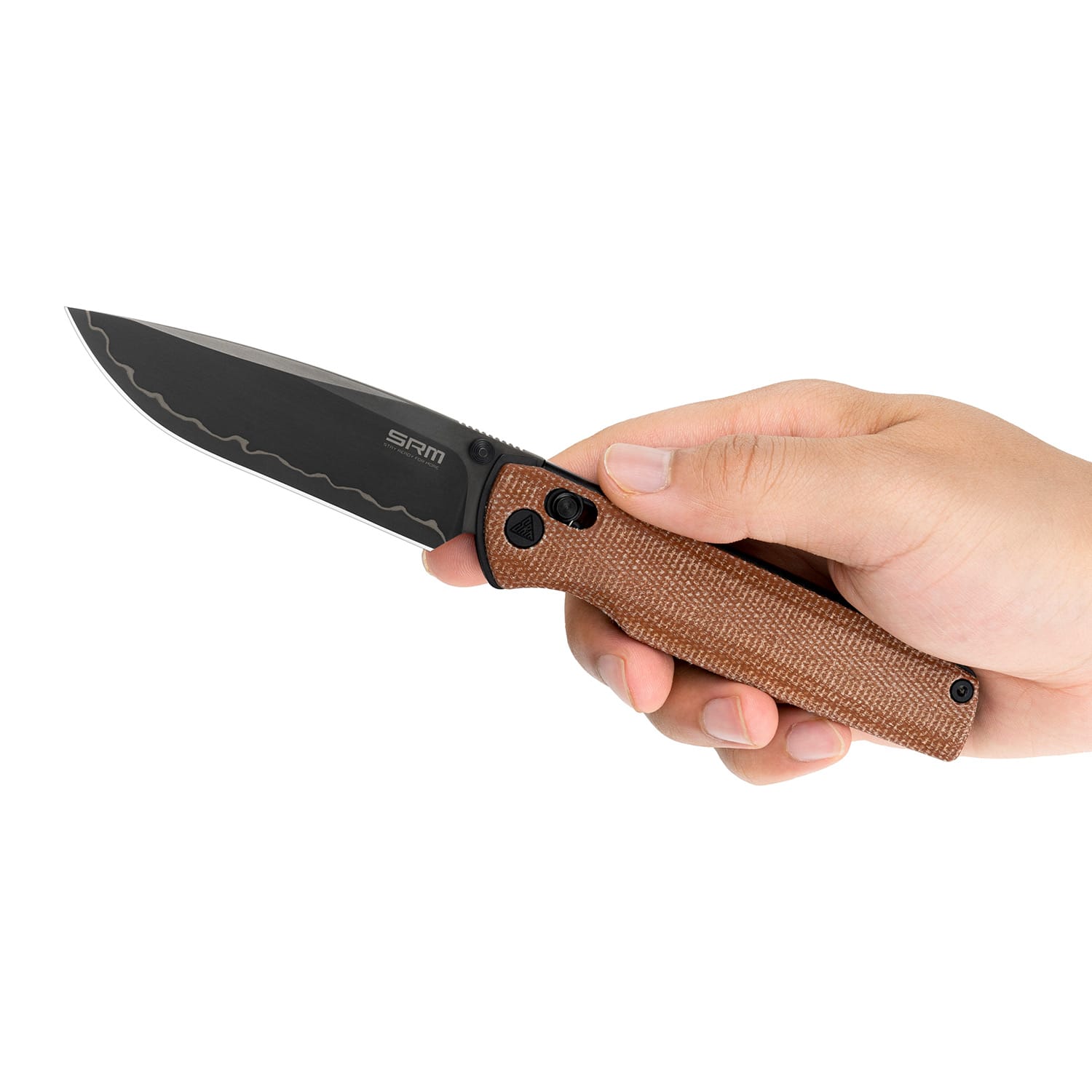 SRM Ambi lock EDC pocket knife Terrier 258L-MN2 - Brown Micarta handle