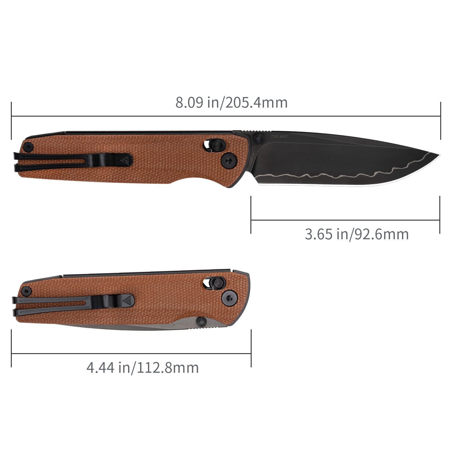 SRM Ambi lock EDC pocket knife Terrier 258L-MN2 - Brown Micarta handle