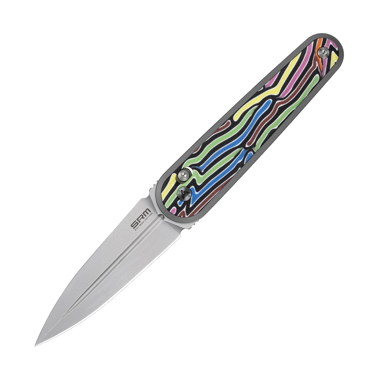 SRM EDC pocket knife 251MB-GX | N690 dagger blade and rainbow G10 handle