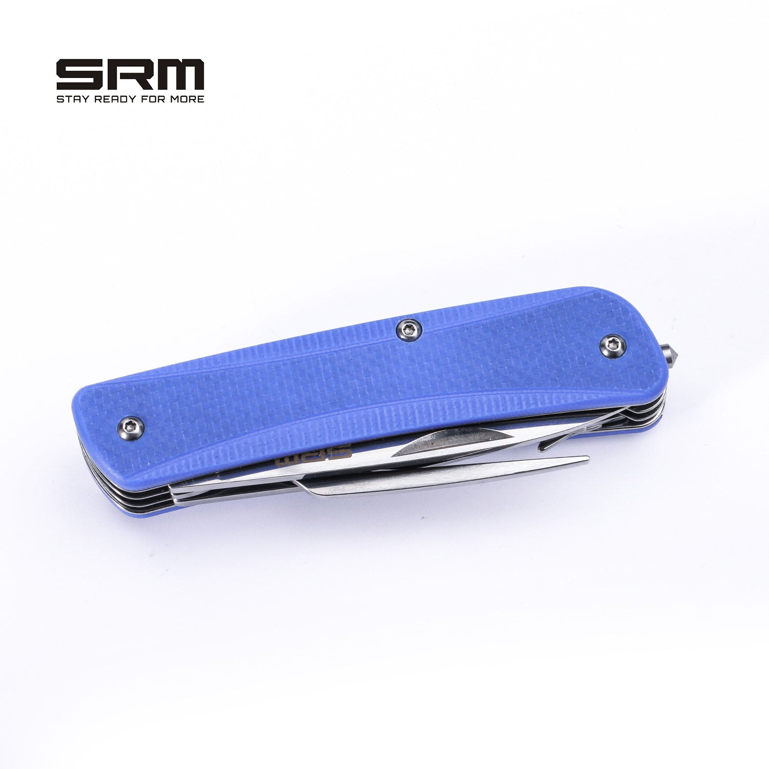 SRM STAY READY FOR MORE Outdoor Multi-Tool Folding Knife with Saw, Tweezers, Screwdriver, Bottle Opener, Corkscrew, Reamer/Awl & Dinner Fork | WB733-B4