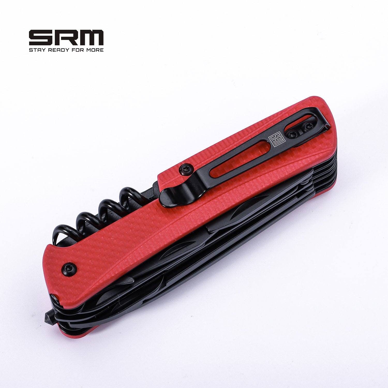 SRM SRM STAY READY FOR MORE Outdoor Multi-Tool Folding Knife with Saw, Scissors, Tweezers, Screwdriver, Bottle Opener, Corkscrew, Awl & Pliers | WB751-B5