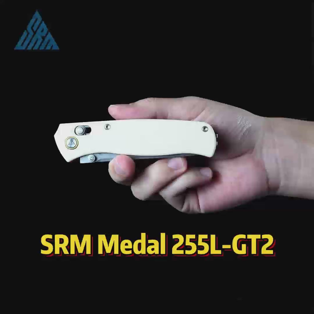 SRM Medal 255L-GT2 EDC Pocket Knife | Ivory G10 handle outdoor knife