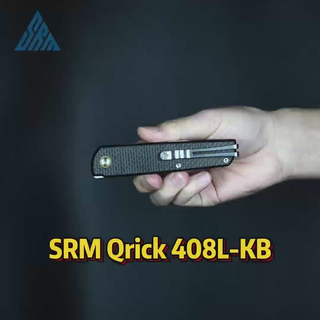 SRM EDC Pocket Knife Qrick 408L-KB - Liner Lock Knife with Ambi Clip
